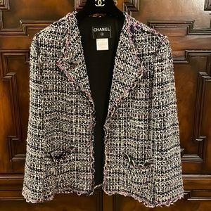 SOLD ELSEWHERE!  Chanel Purple/Silver/Black Open Weave Jacket 40